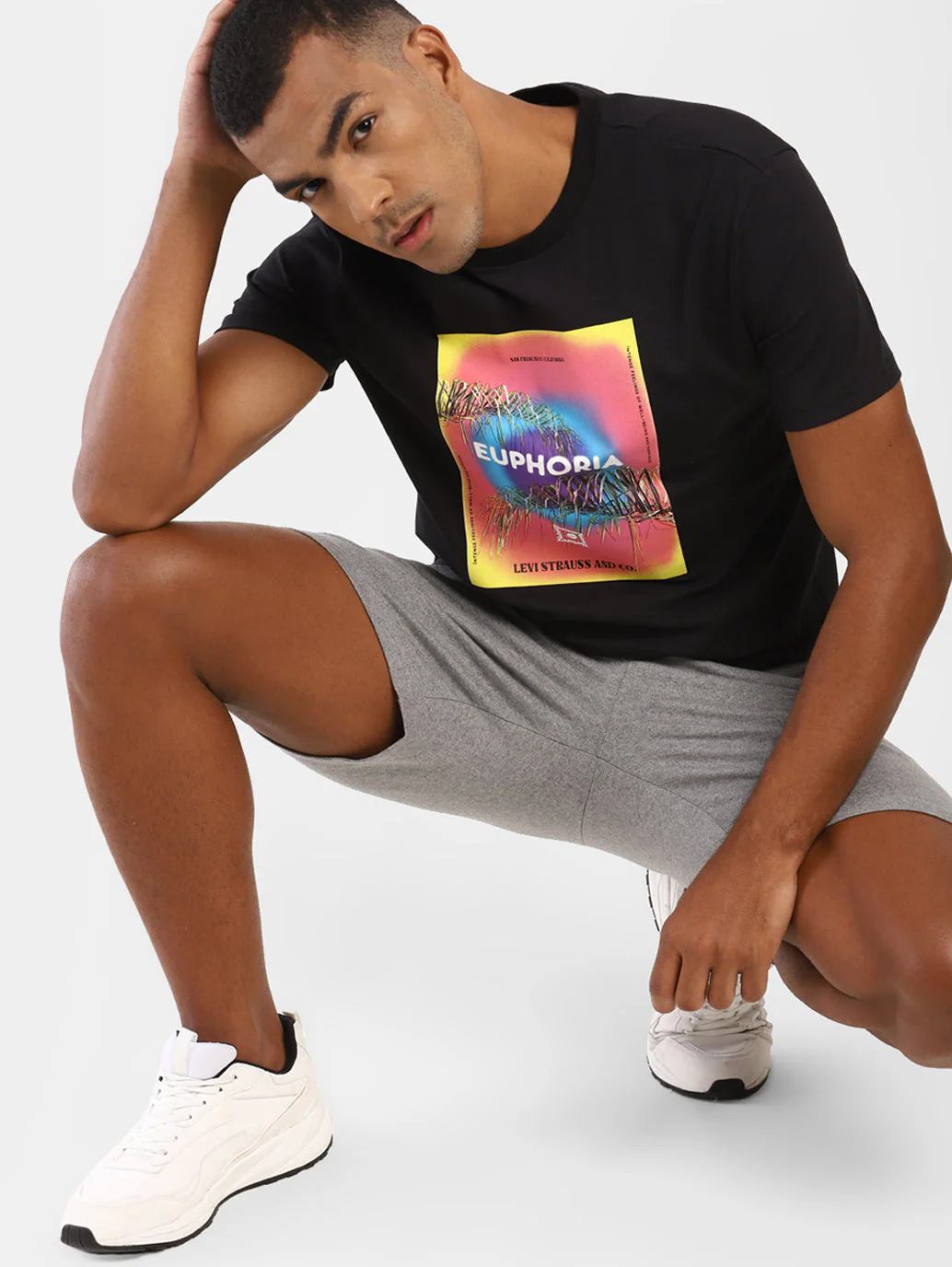 Men's Black Typography Printed Crew Neck T-Shirt - Image 6