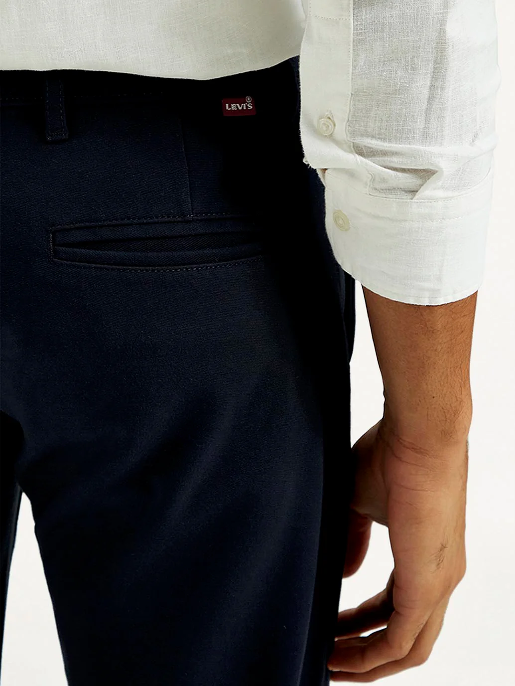 Men's Navy Blue Baggy Fit Mid Rise Chinos - Image 6