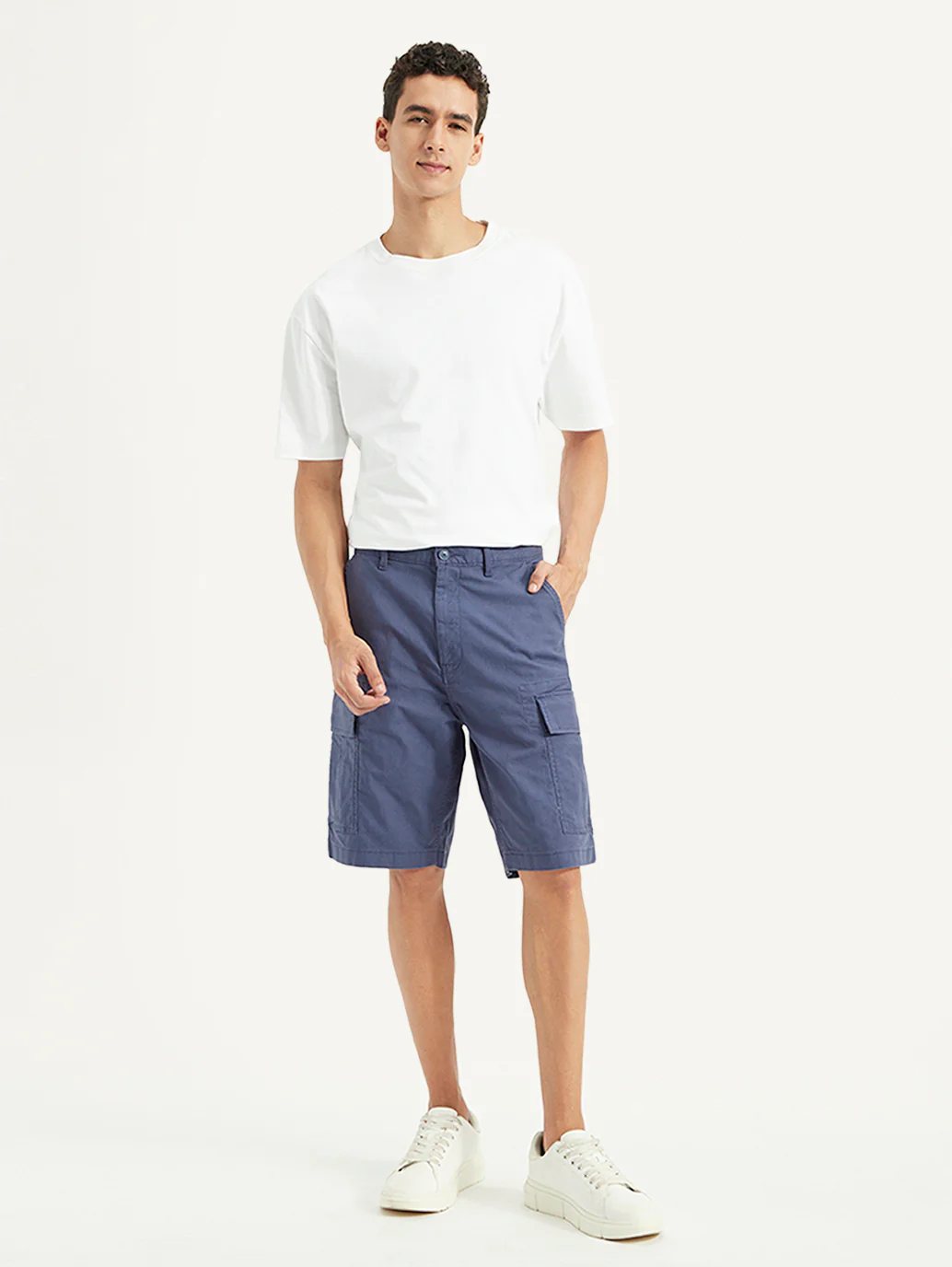 Men's Blue Cargo Fit Shorts - Image 2