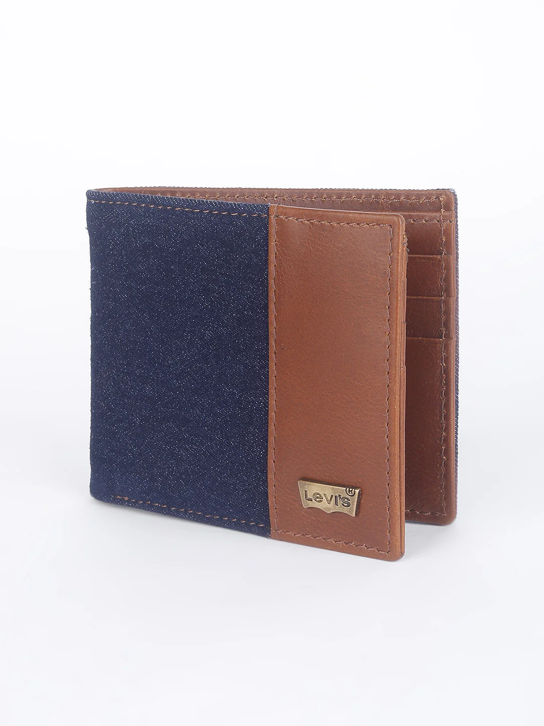 Men's Blue Colorblock Bi-Fold Wallet - Image 4
