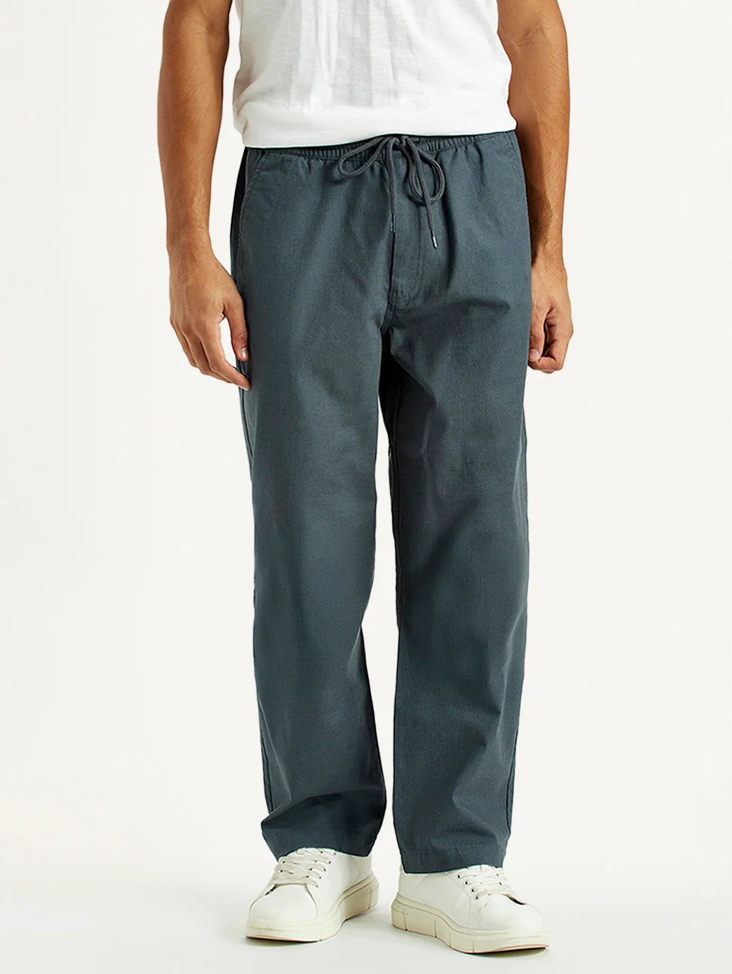 Men's Blue Loose Fit Mid Rise Joggers - Image 2