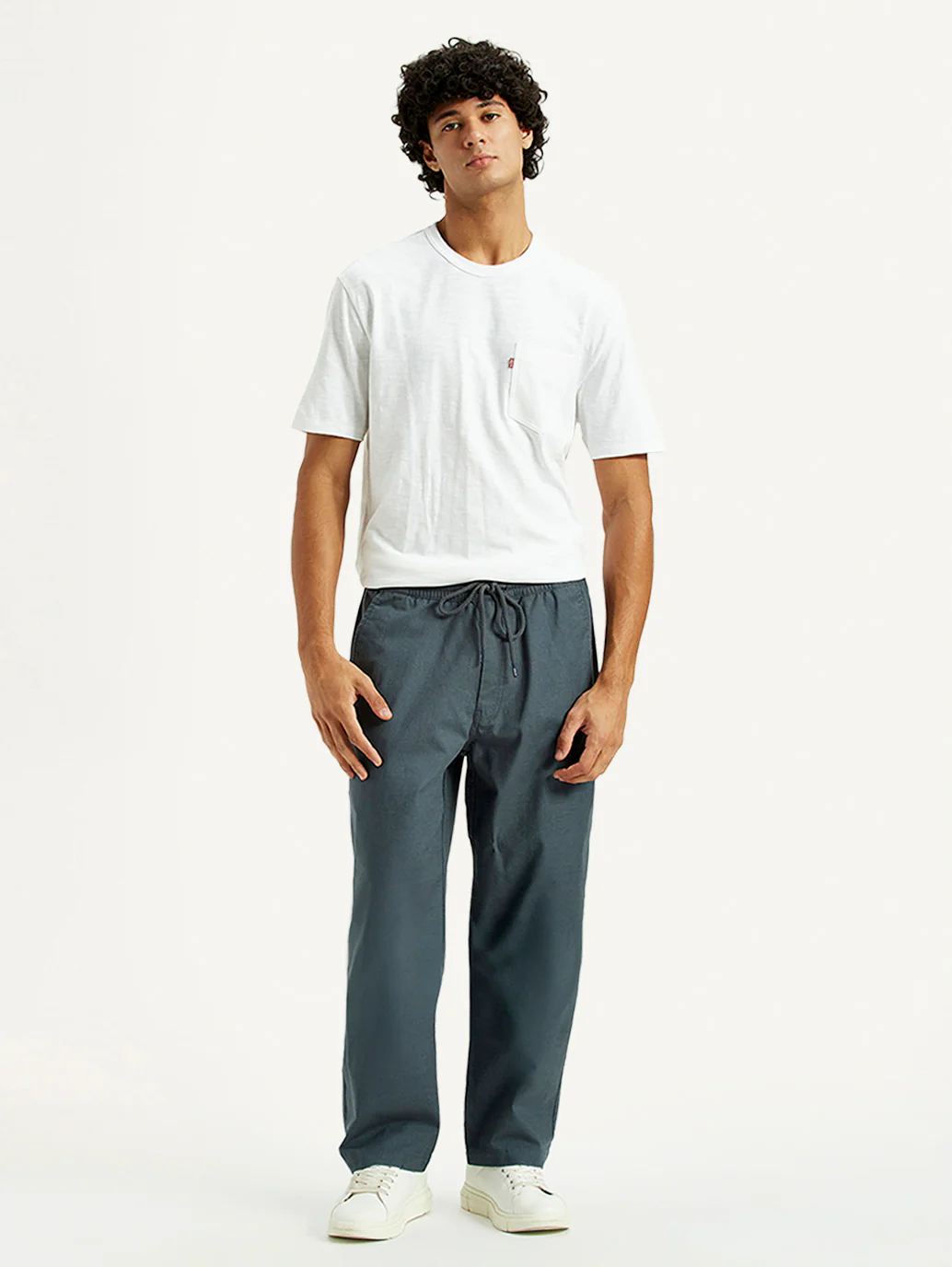 Men's Blue Loose Fit Mid Rise Joggers - Image 6