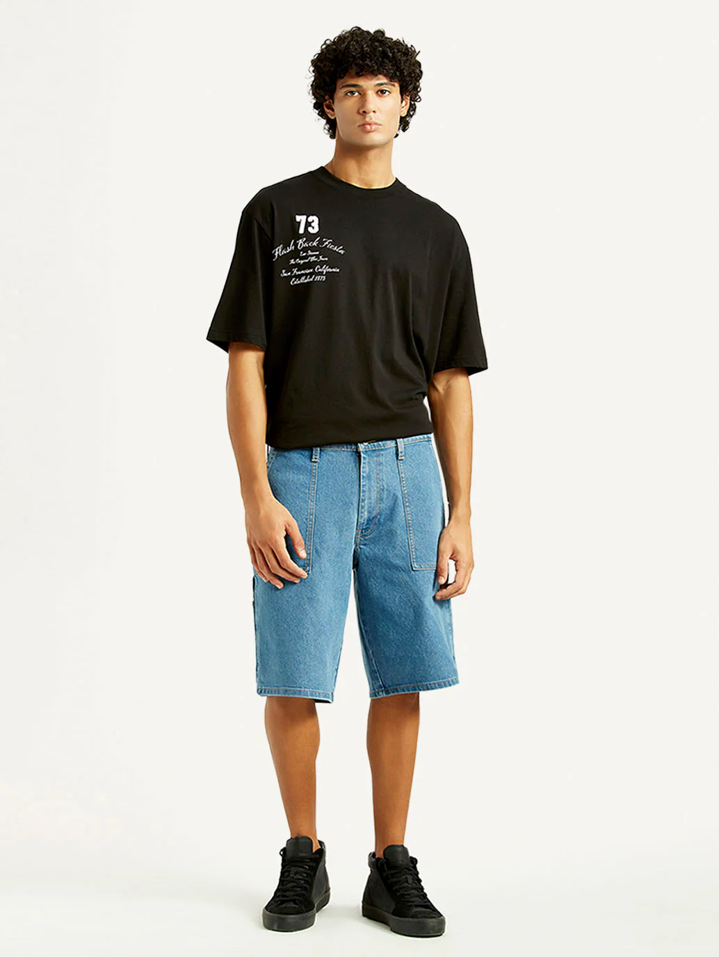 Men's Blue Loose Fit Shorts - Image 2