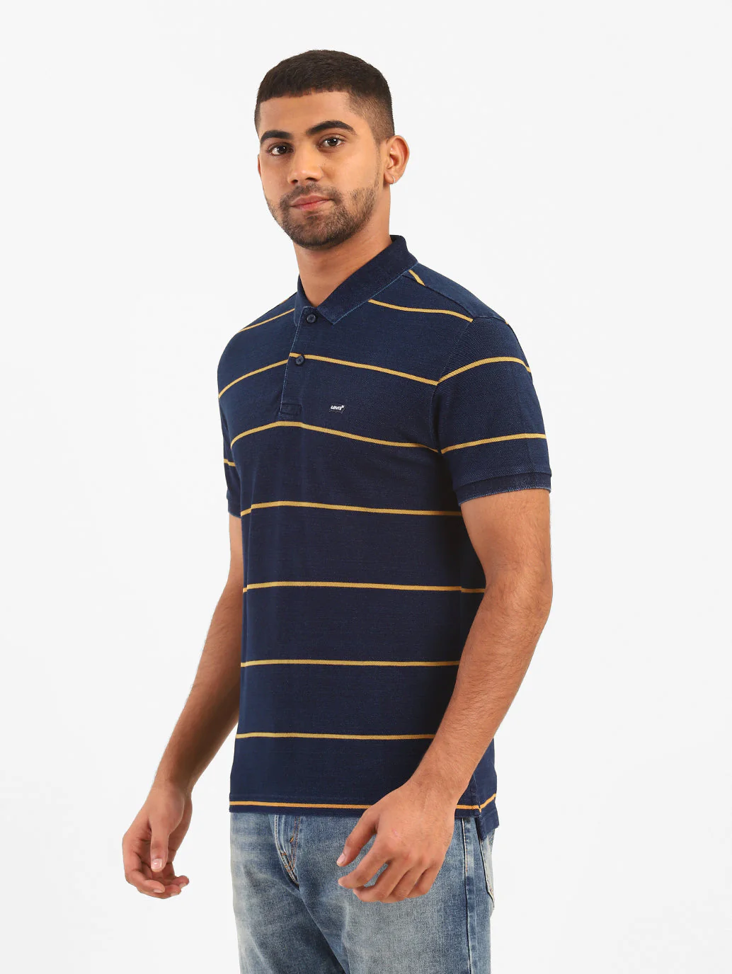 Men's Blue Polo Collar T-Shirt - Image 3