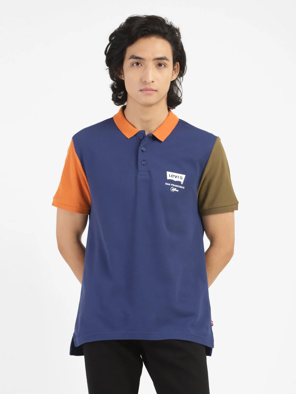 Men's Blue Polo Collar T-Shirt - Image 2