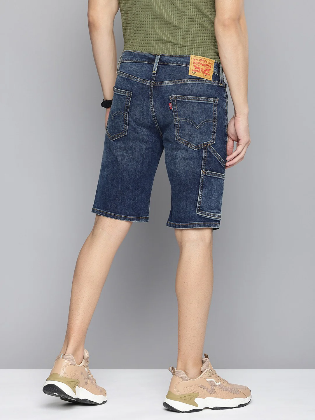 Men's 502 Blue Tapered Fit Denim Shorts - Image 2