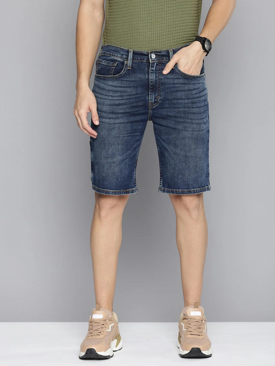 Men's 502 Blue Tapered Fit Denim Shorts - Image 3