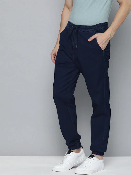 Men's Blue Regular Fit Joggers - Image 2