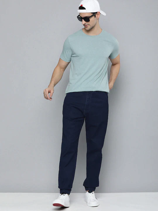 Men's Blue Regular Fit Joggers - Image 4