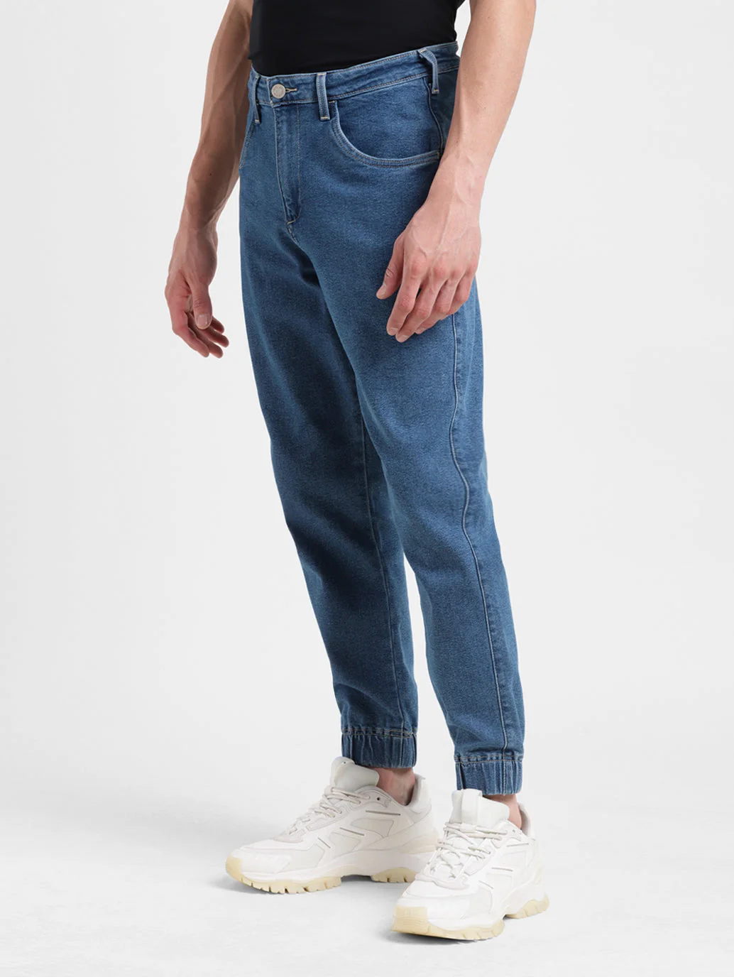 Men's Blue Regular Fit Joggers - Image 4
