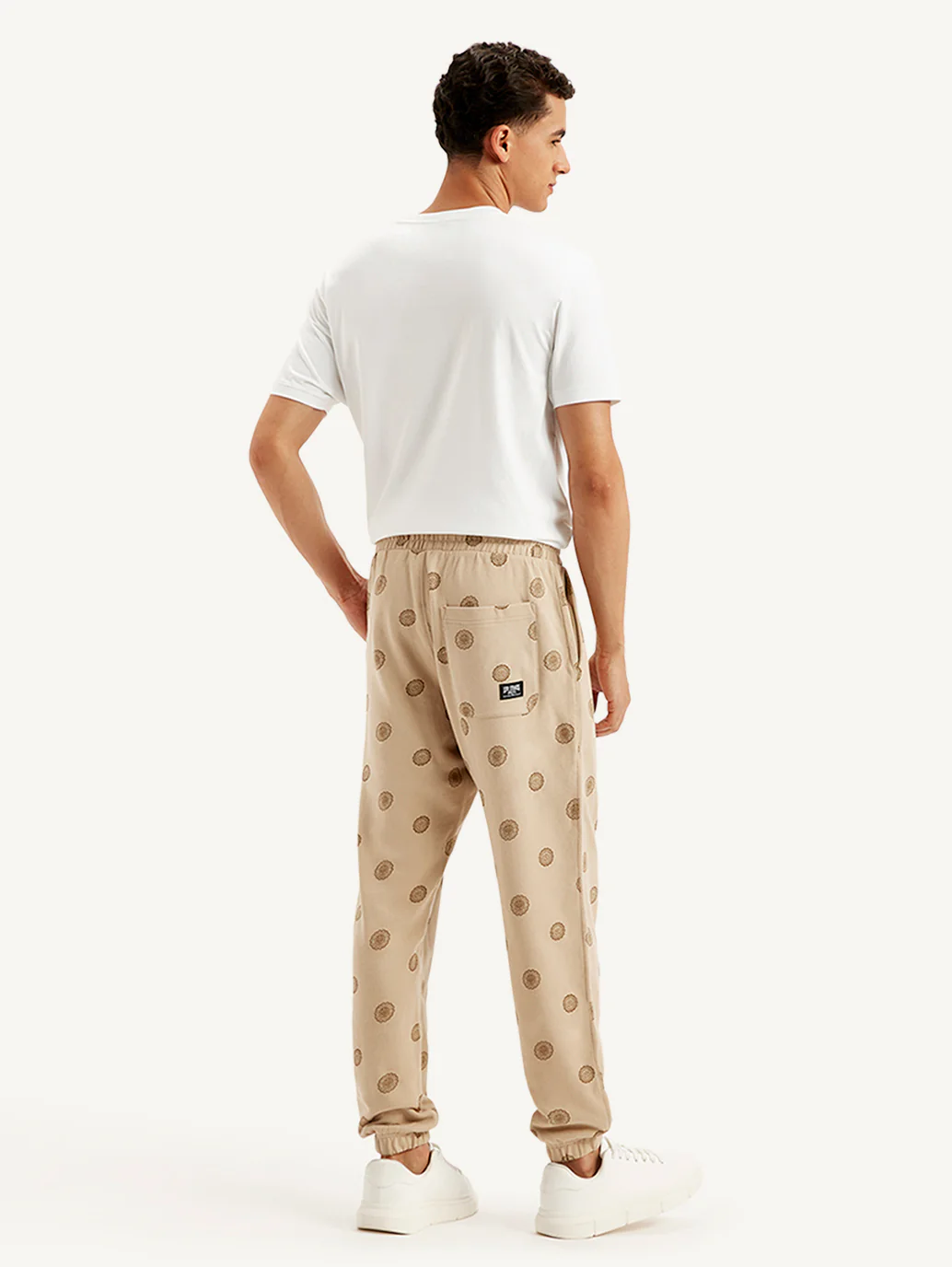 Men's Beige Regular Fit Joggers - Image 4