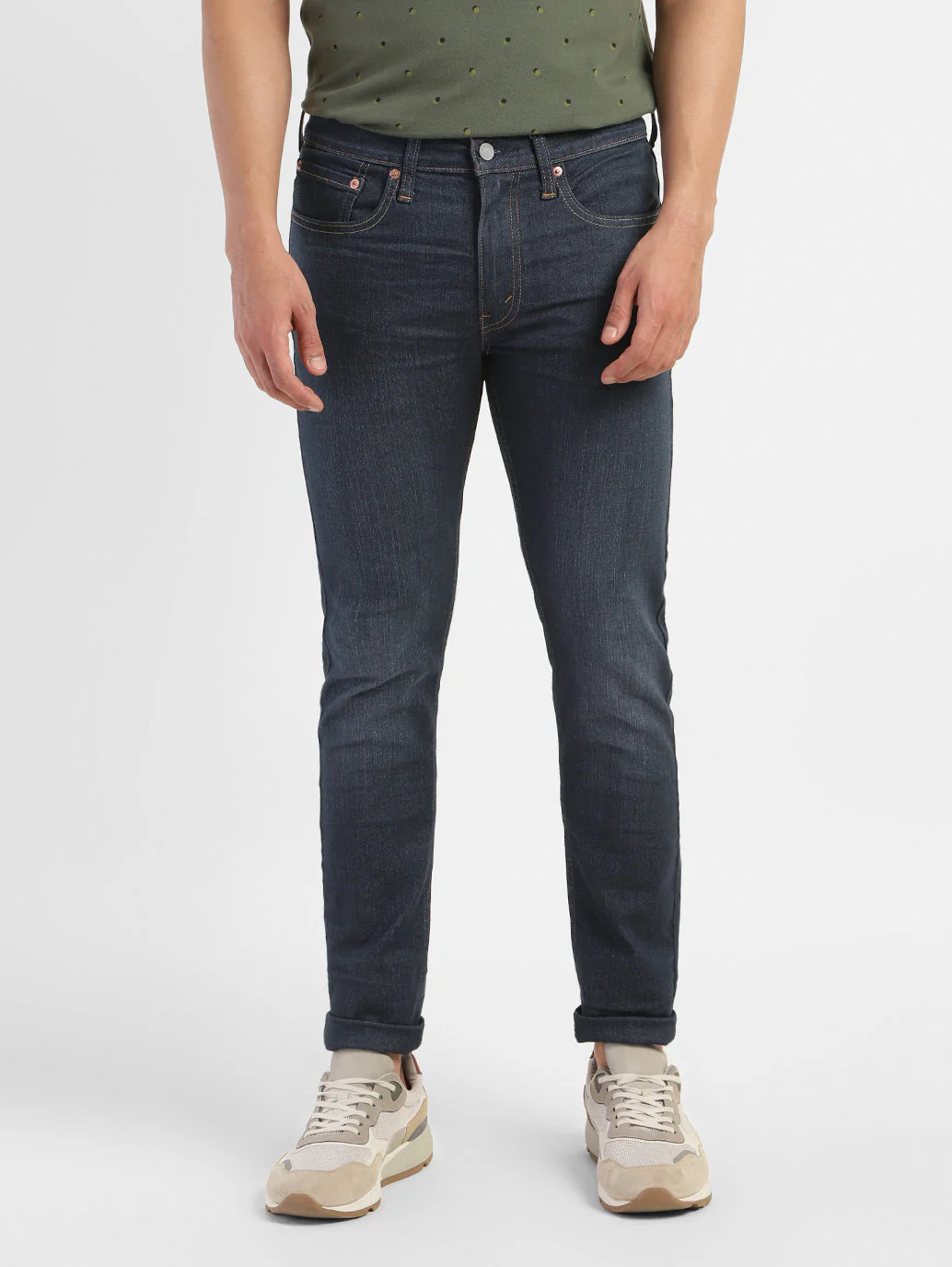 Men's Blue Skinny Fit Mid Rise Jeans - Image 2