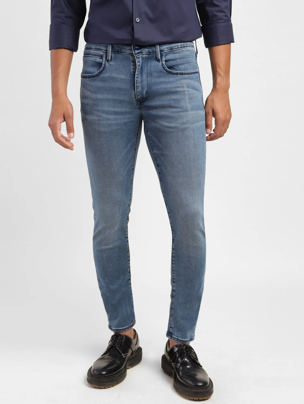 Men's Redloop Blue Skinny Fit Mid Rise Jeans - Image 2
