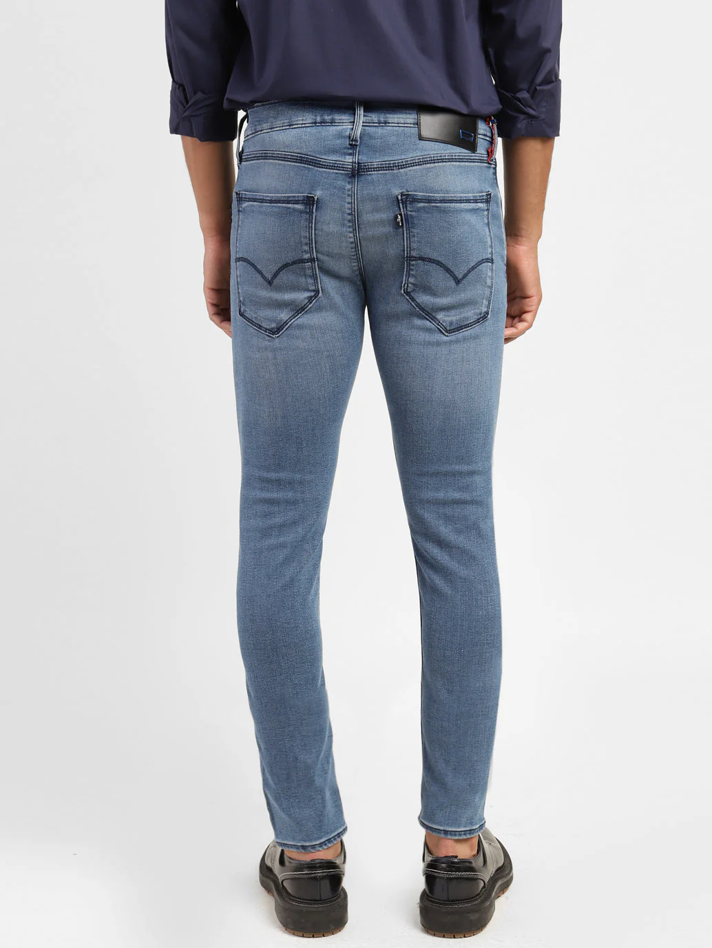 Men's Redloop Blue Skinny Fit Mid Rise Jeans - Image 3