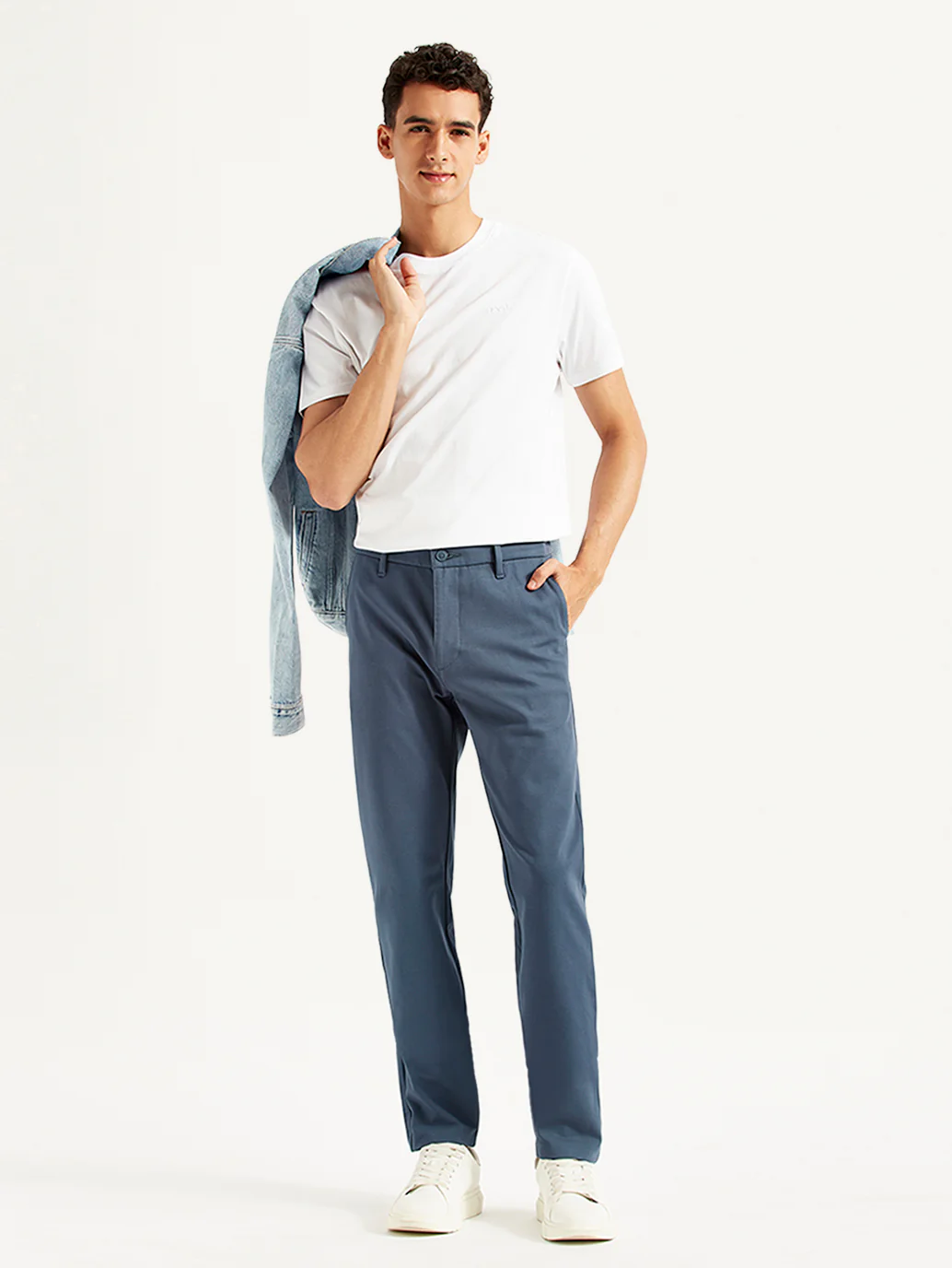 Men's Blue Slim Fit Tech Pant Chinos - Image 3