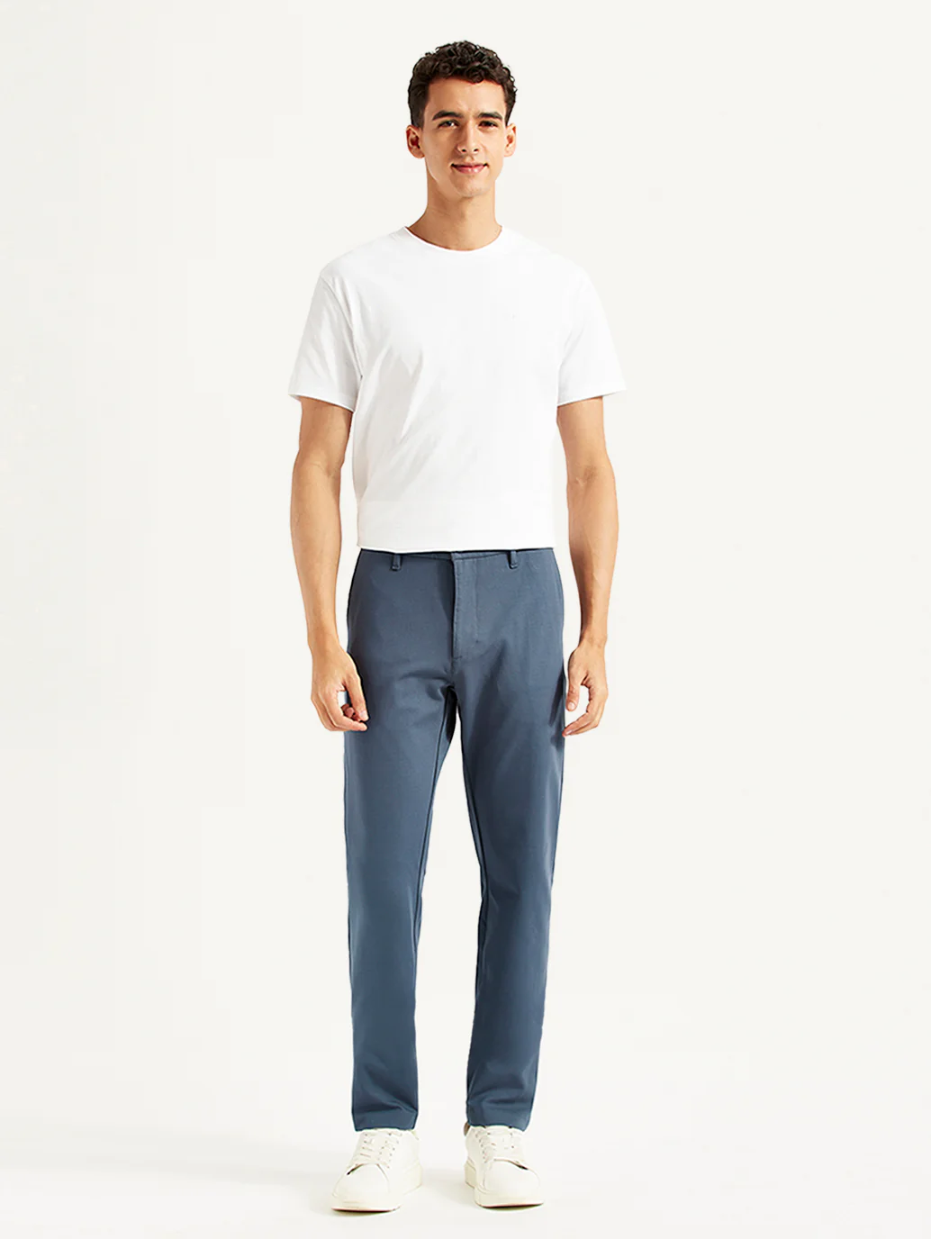 Men's Blue Slim Fit Tech Pant Chinos - Image 4