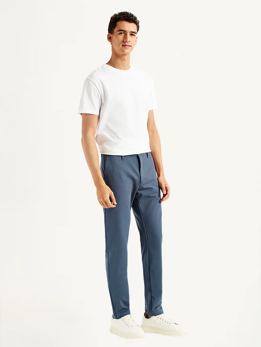 Men's Blue Slim Fit Tech Pant Chinos - Image 7