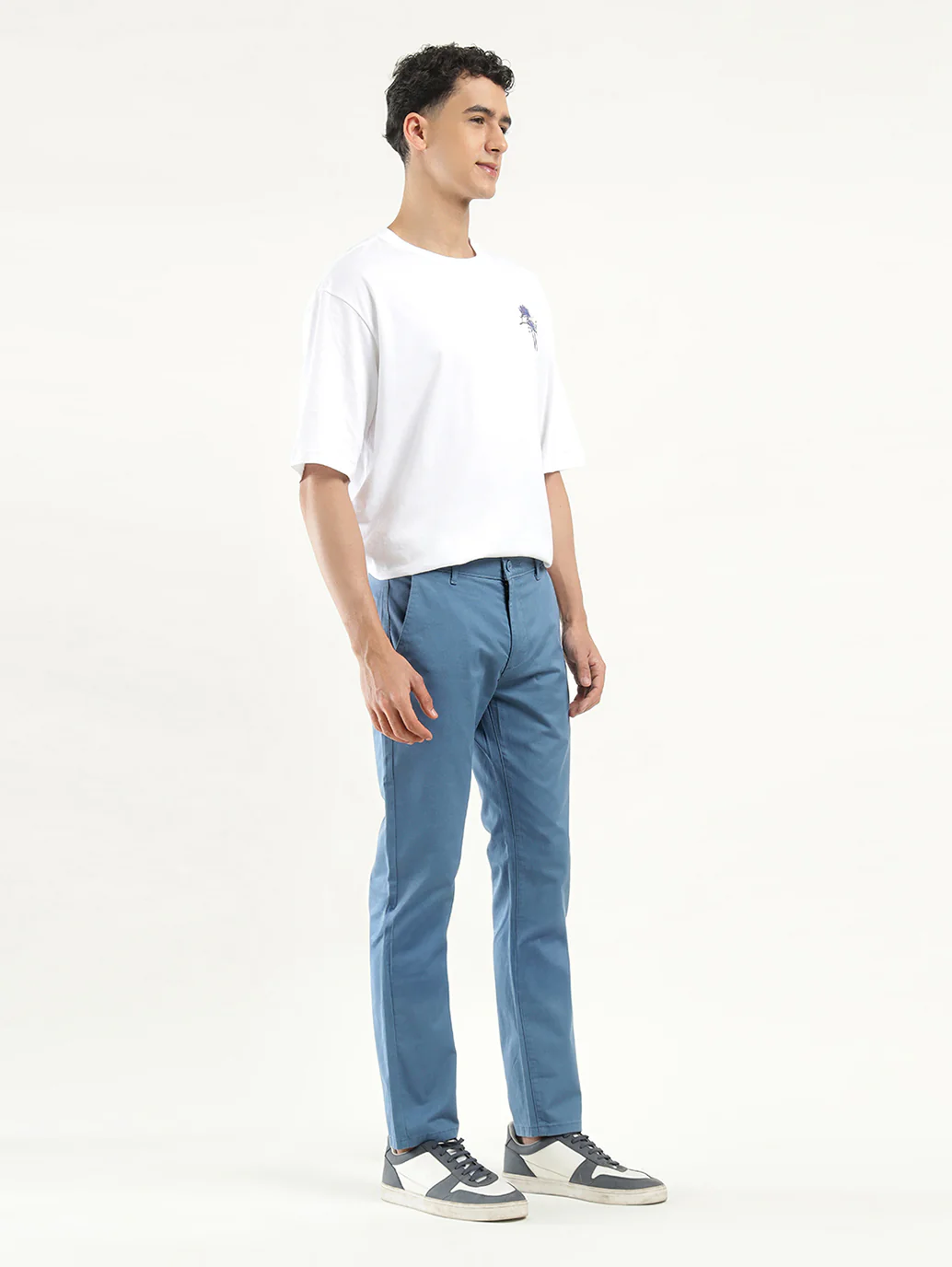 Men's Blue Slim Fit Chinos - Image 2