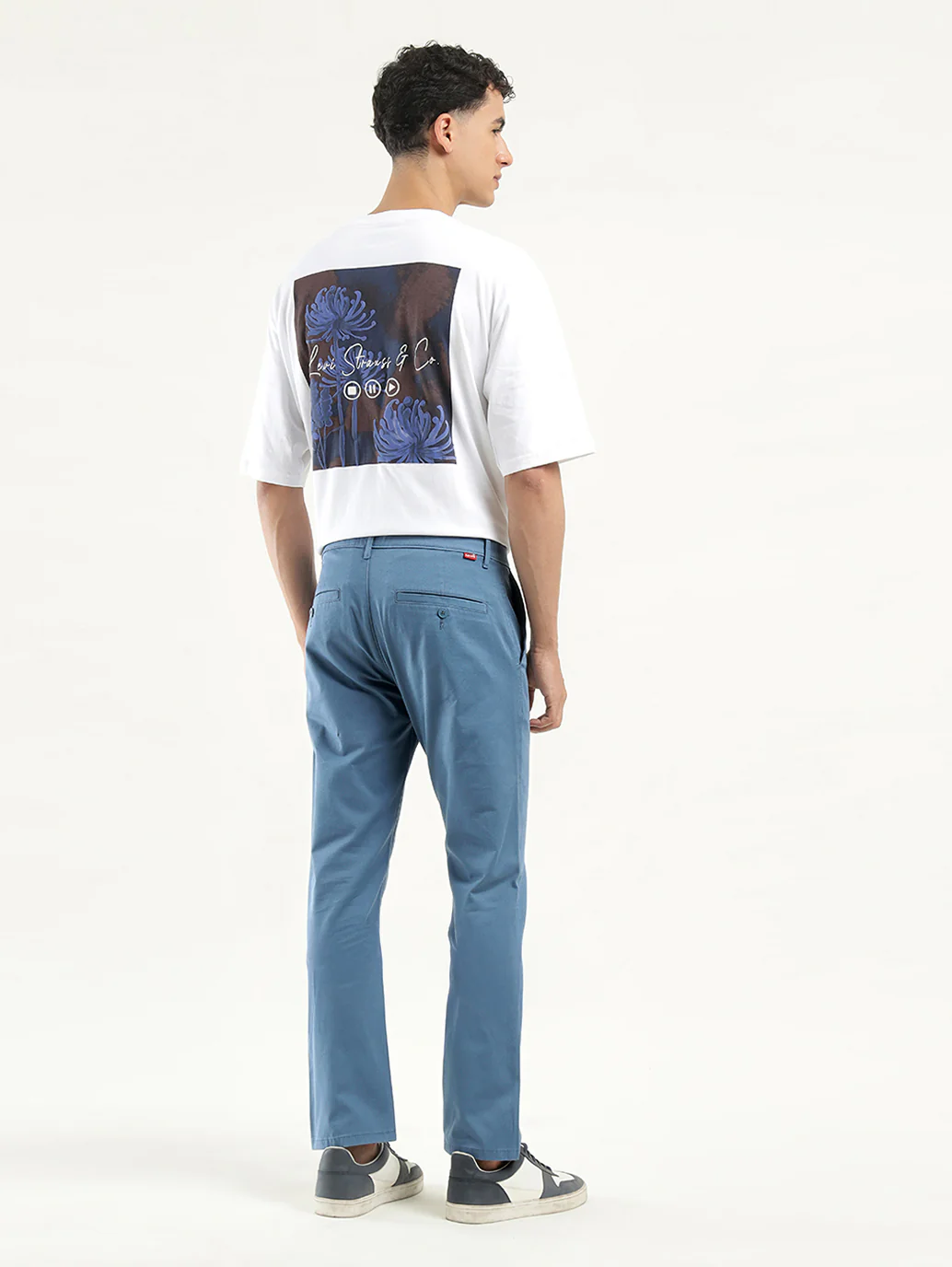 Men's Blue Slim Fit Chinos - Image 3
