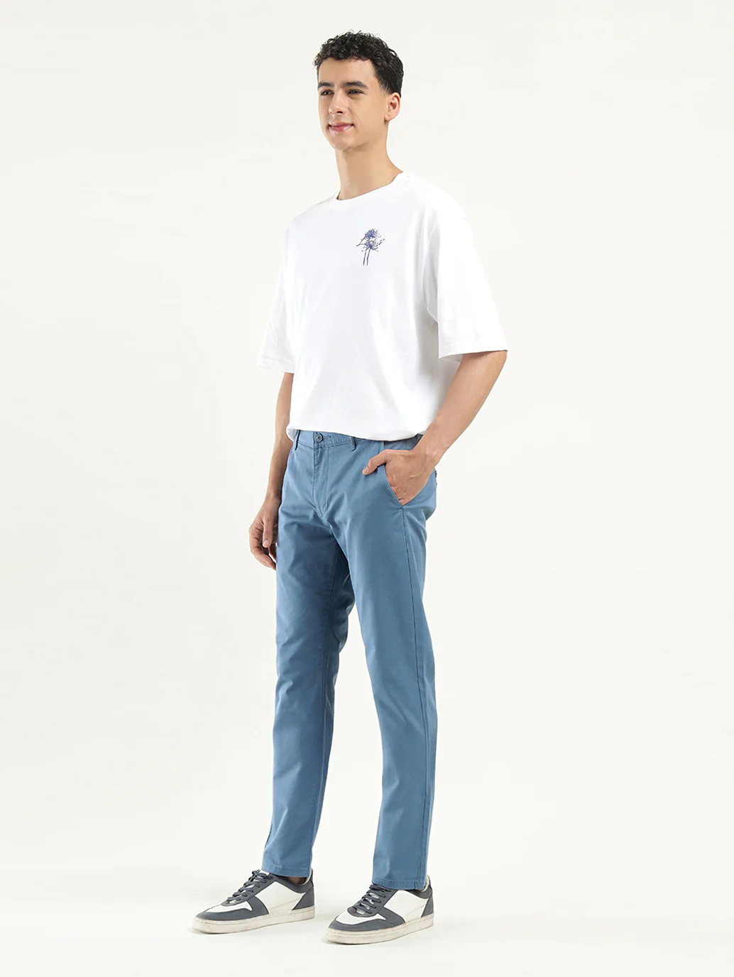 Men's Blue Slim Fit Chinos - Image 5