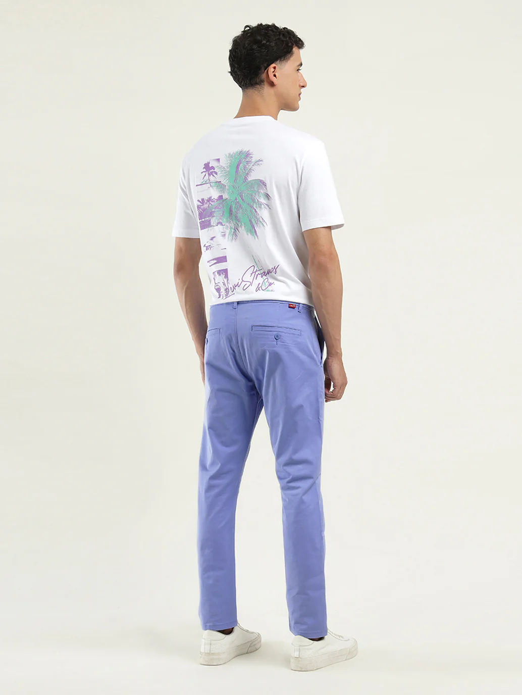 Men's Blue Slim Tapered Fit Trousers - Image 3