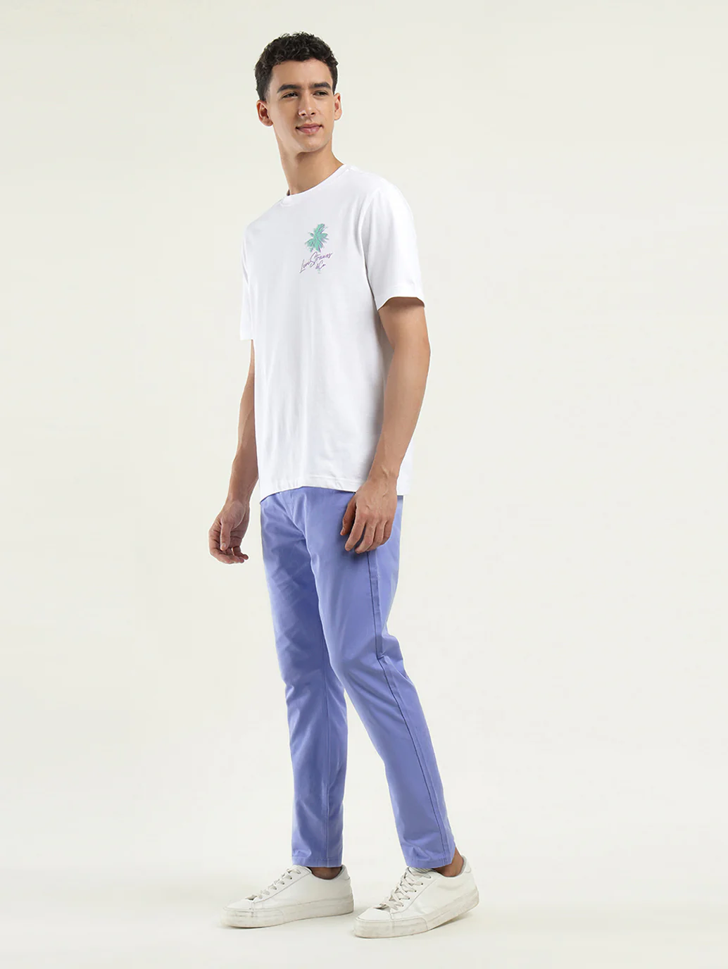 Men's Blue Slim Tapered Fit Trousers - Image 5