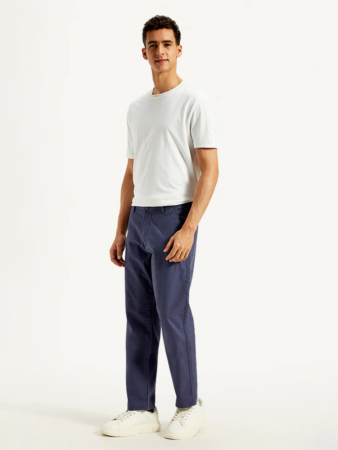 Men's Blue Authentic Straight Fit Linen Chinos - Image 4