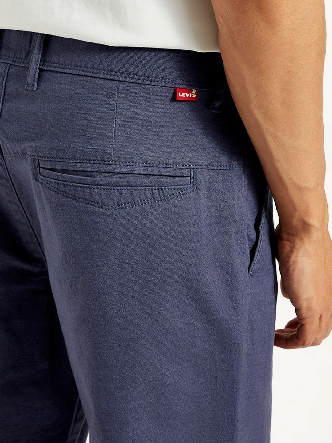 Men's Blue Authentic Straight Fit Linen Chinos - Image 5