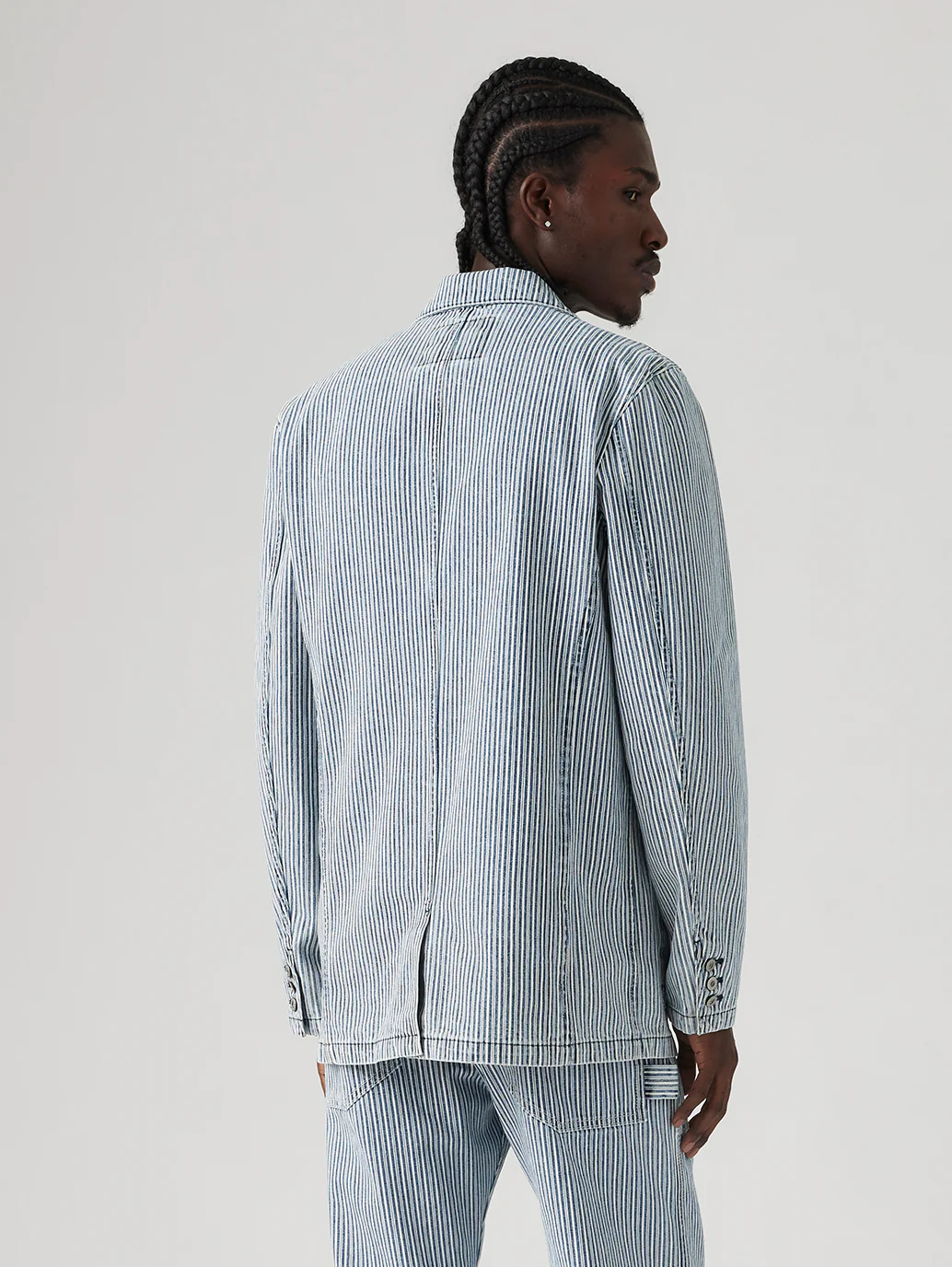 Men's Blue Striped Blazer - Image 3