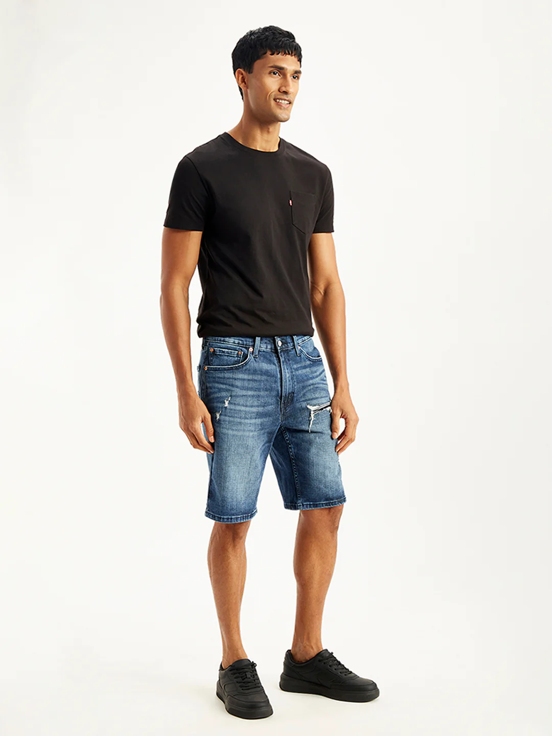 Men's Blue Tapered Denim Shorts - Image 4