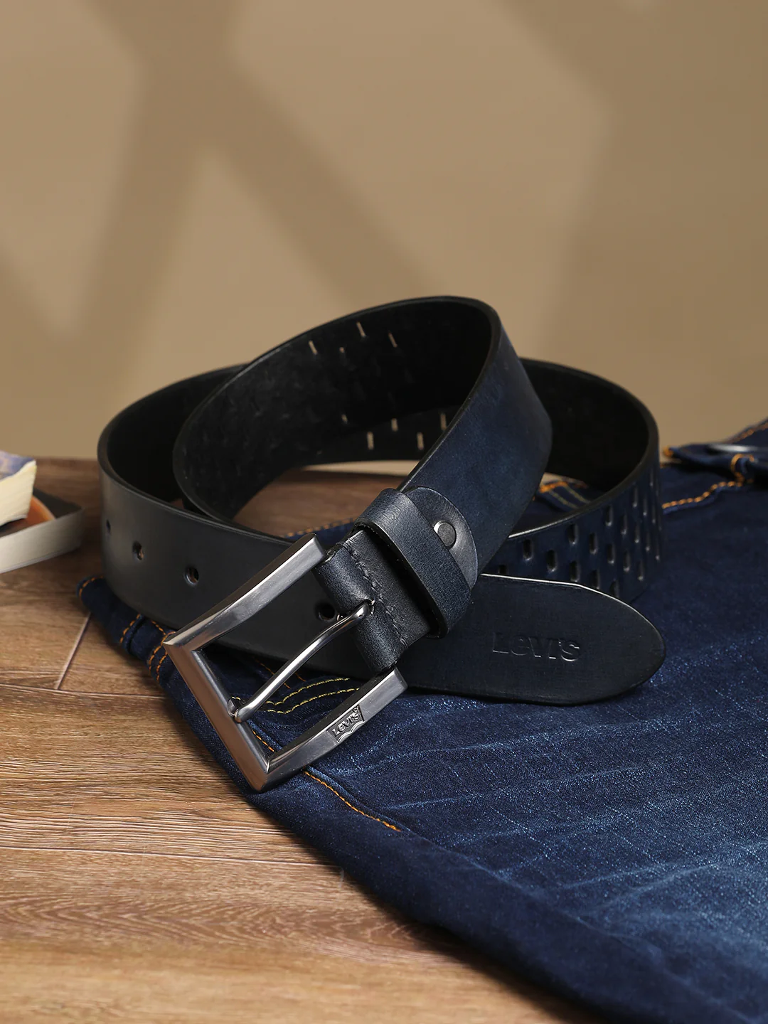 Men's Blue Textured Belt - Image 2