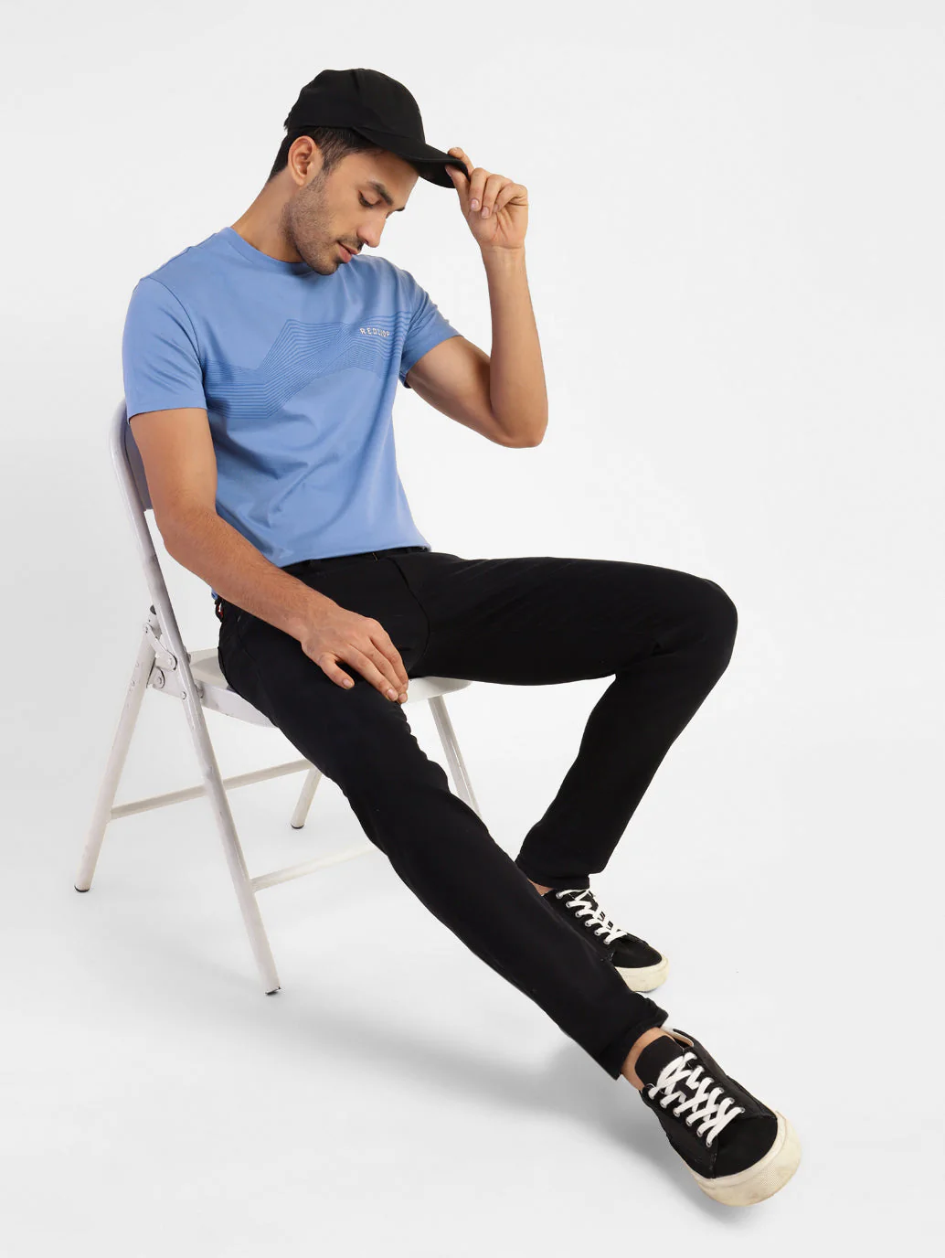 Men's Blue Typography Redloop Crew Neck T-Shirt - Image 2