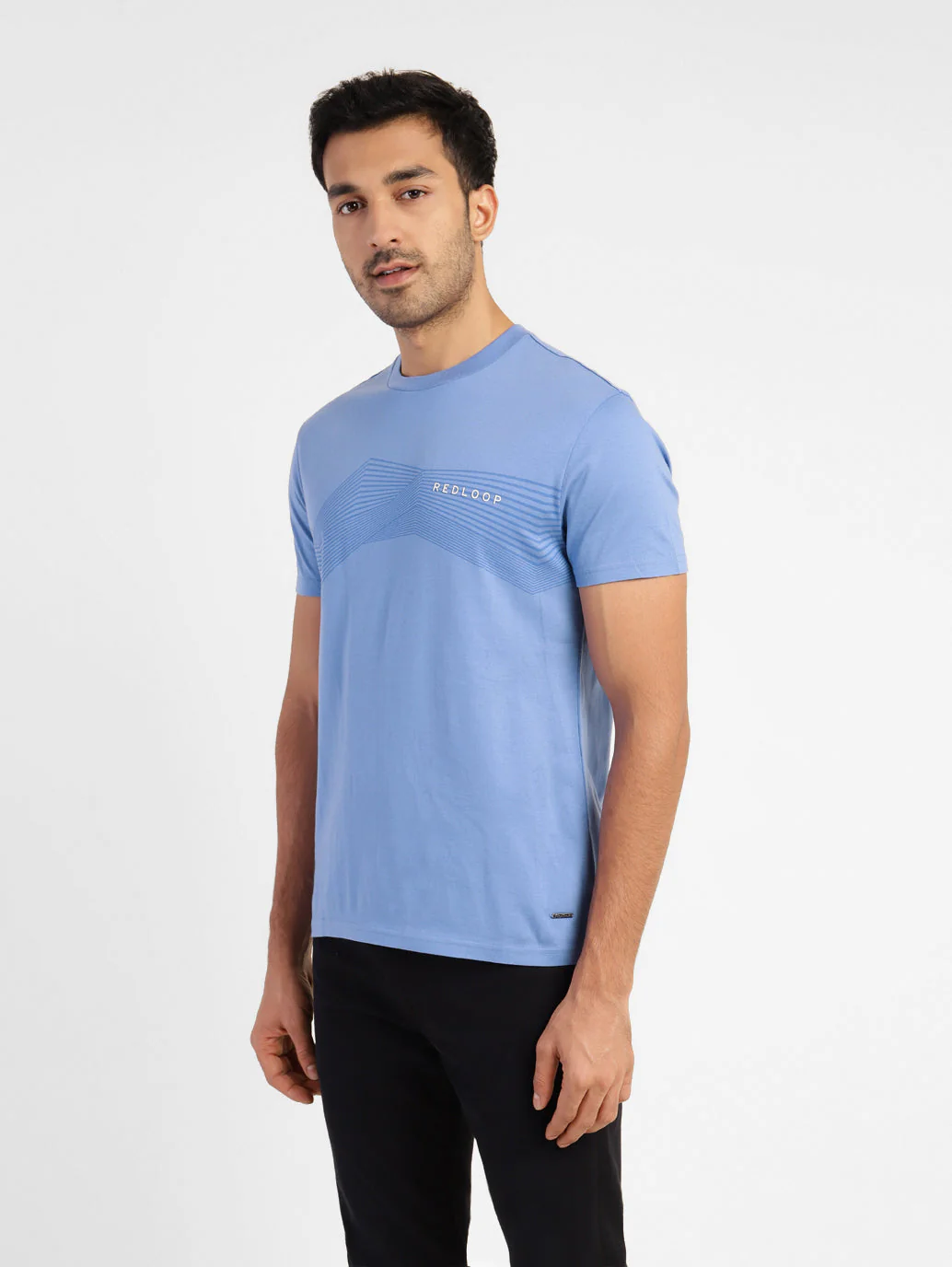 Men's Blue Typography Redloop Crew Neck T-Shirt - Image 4