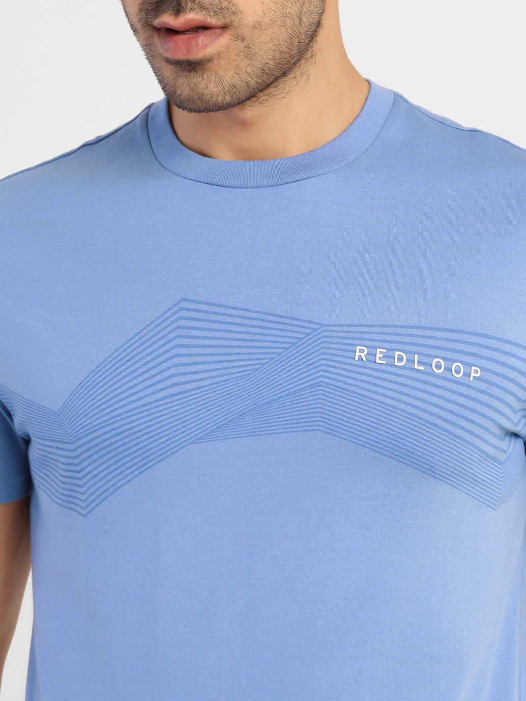 Men's Blue Typography Redloop Crew Neck T-Shirt - Image 5