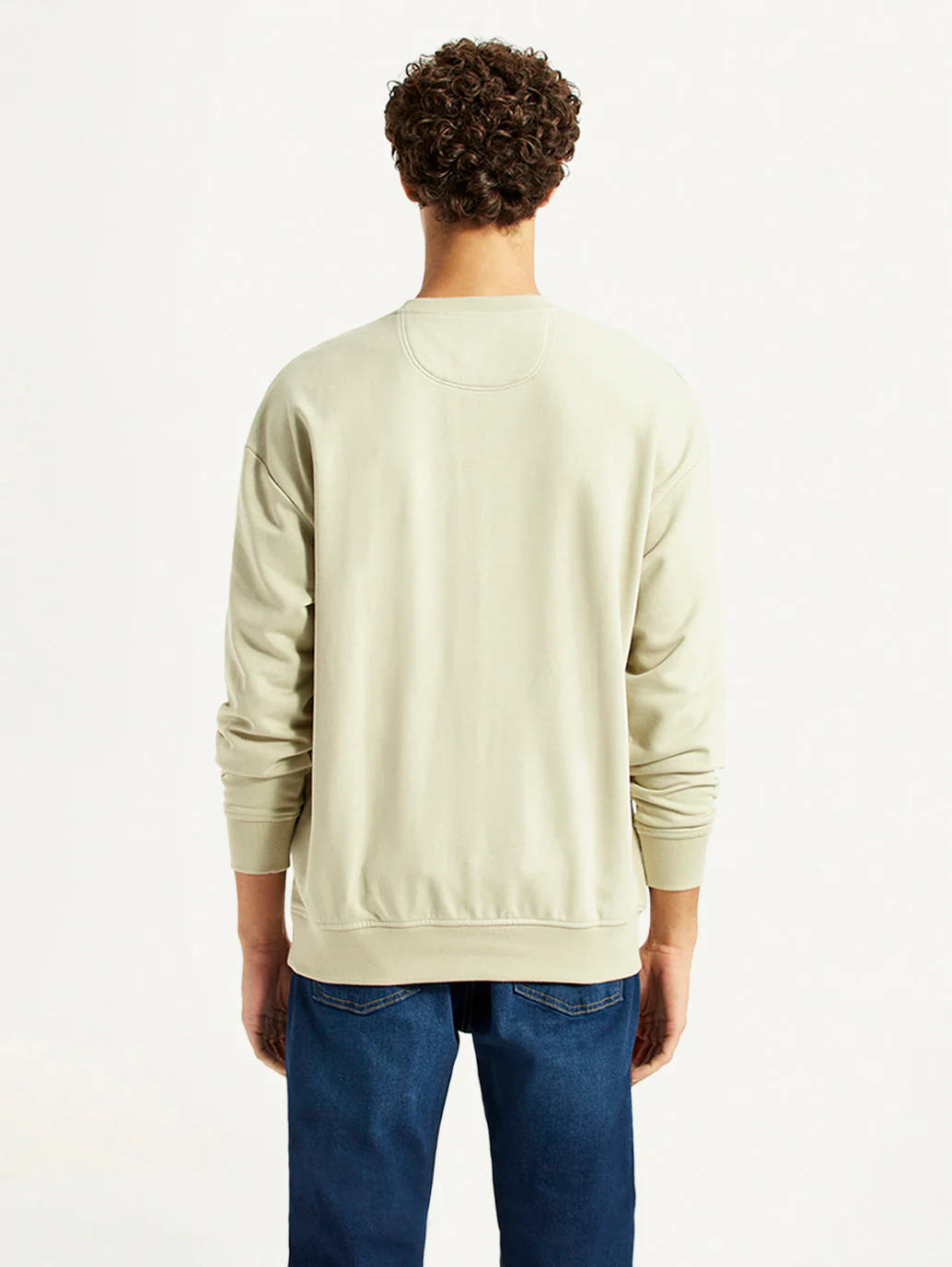 Men's Brand Logo Beige Crew Neck Sweatshirt - Image 2