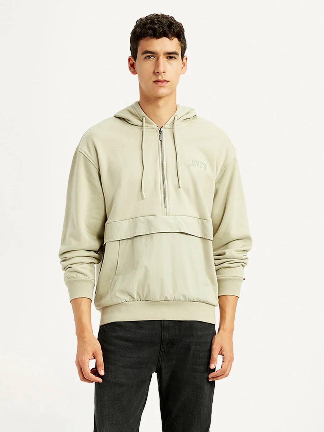 Men's Brand Logo Beige Hooded Sweatshirt - Image 2