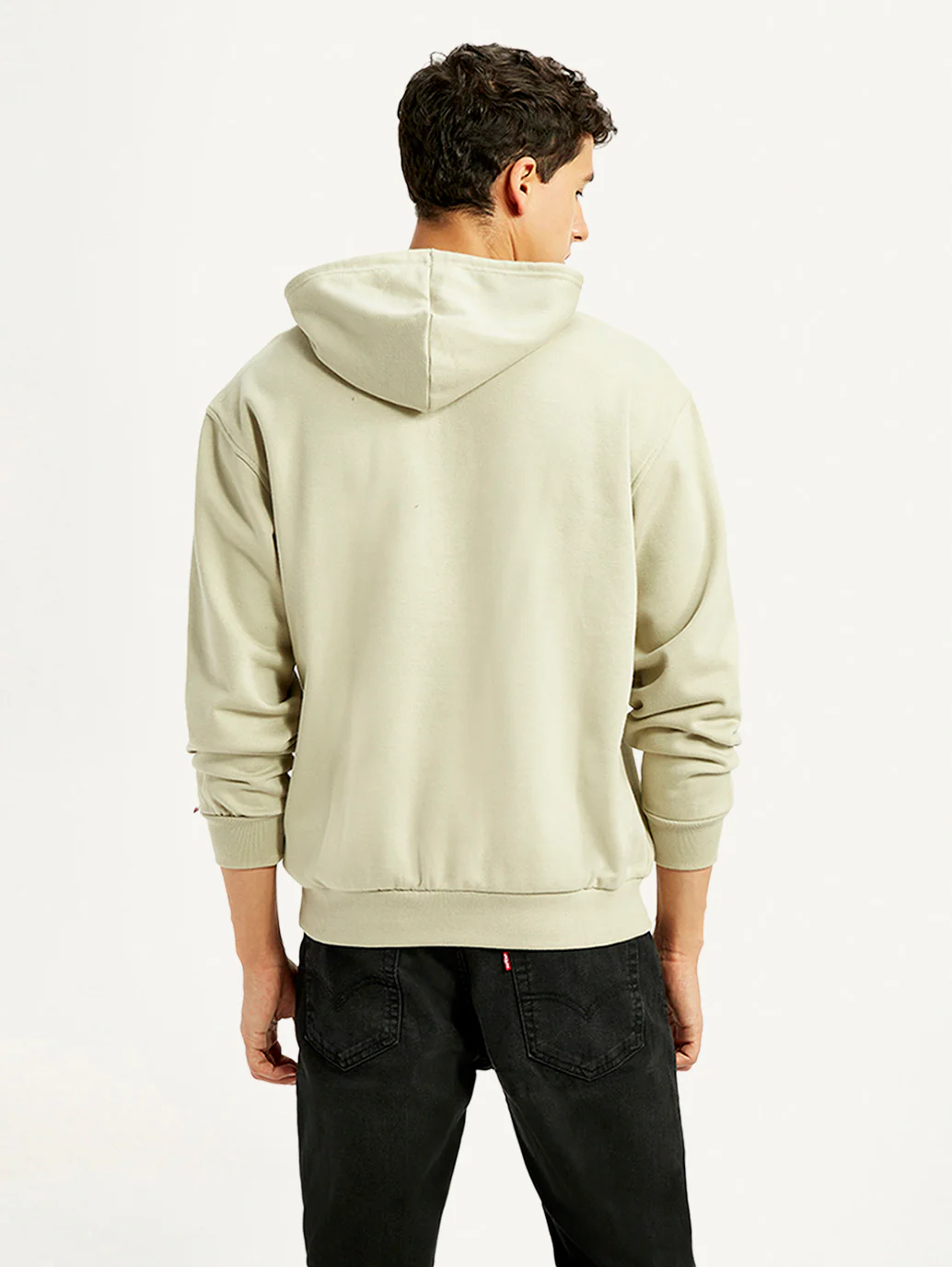Men's Brand Logo Beige Hooded Sweatshirt - Image 3