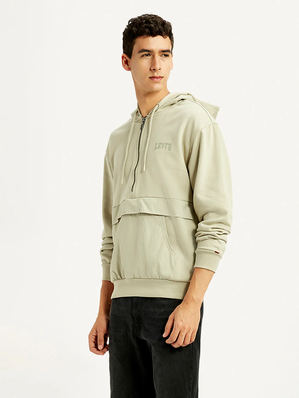 Men's Brand Logo Beige Hooded Sweatshirt - Image 5