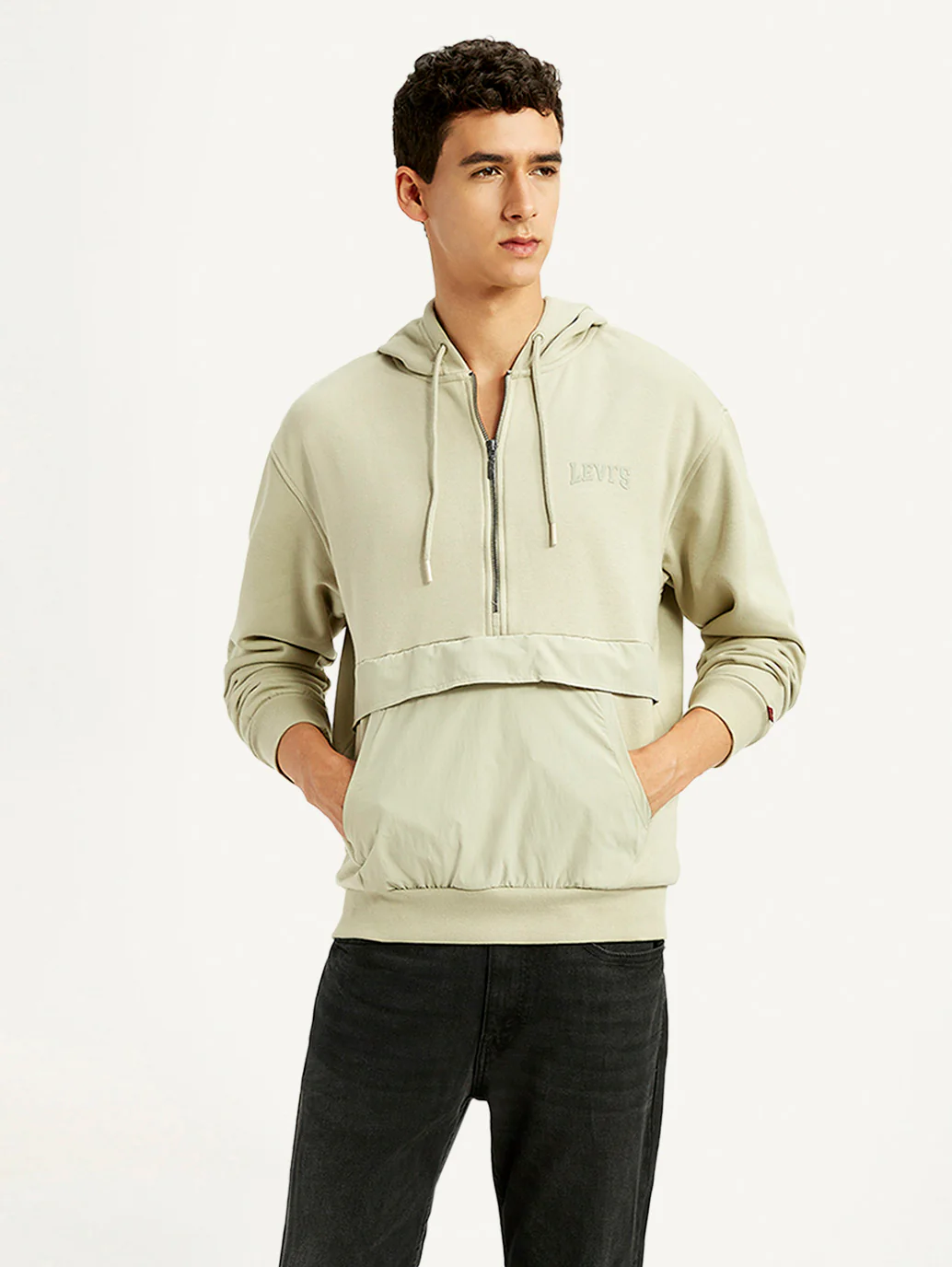 Men's Brand Logo Beige Hooded Sweatshirt - Image 6