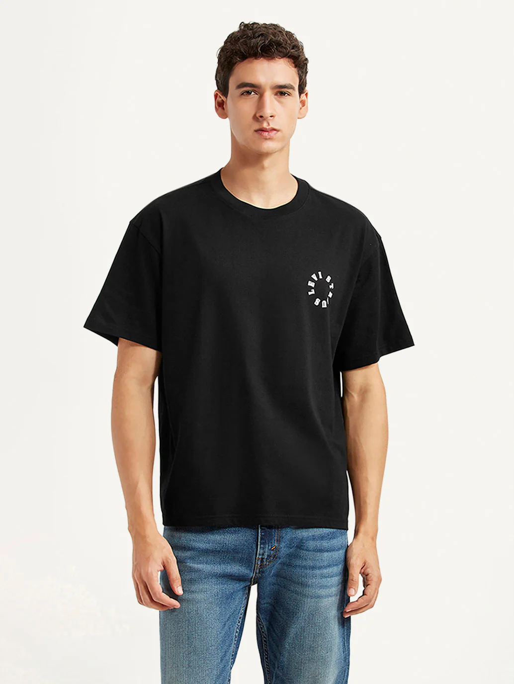 Men's Brand Logo Black Boxy T-shirt - Image 5