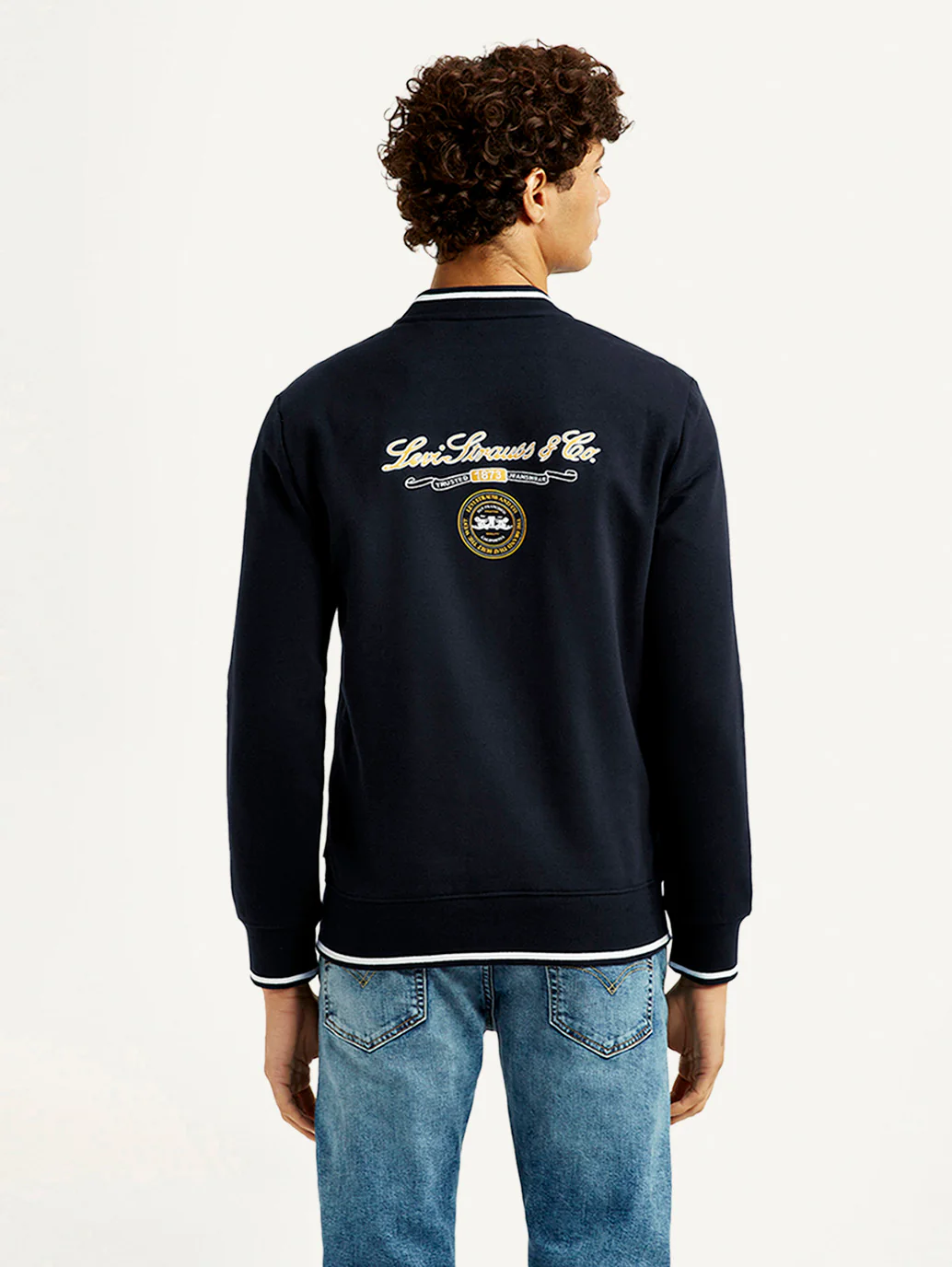 Men's Brand Logo Black Collar Neck Sweatshirt - Image 2