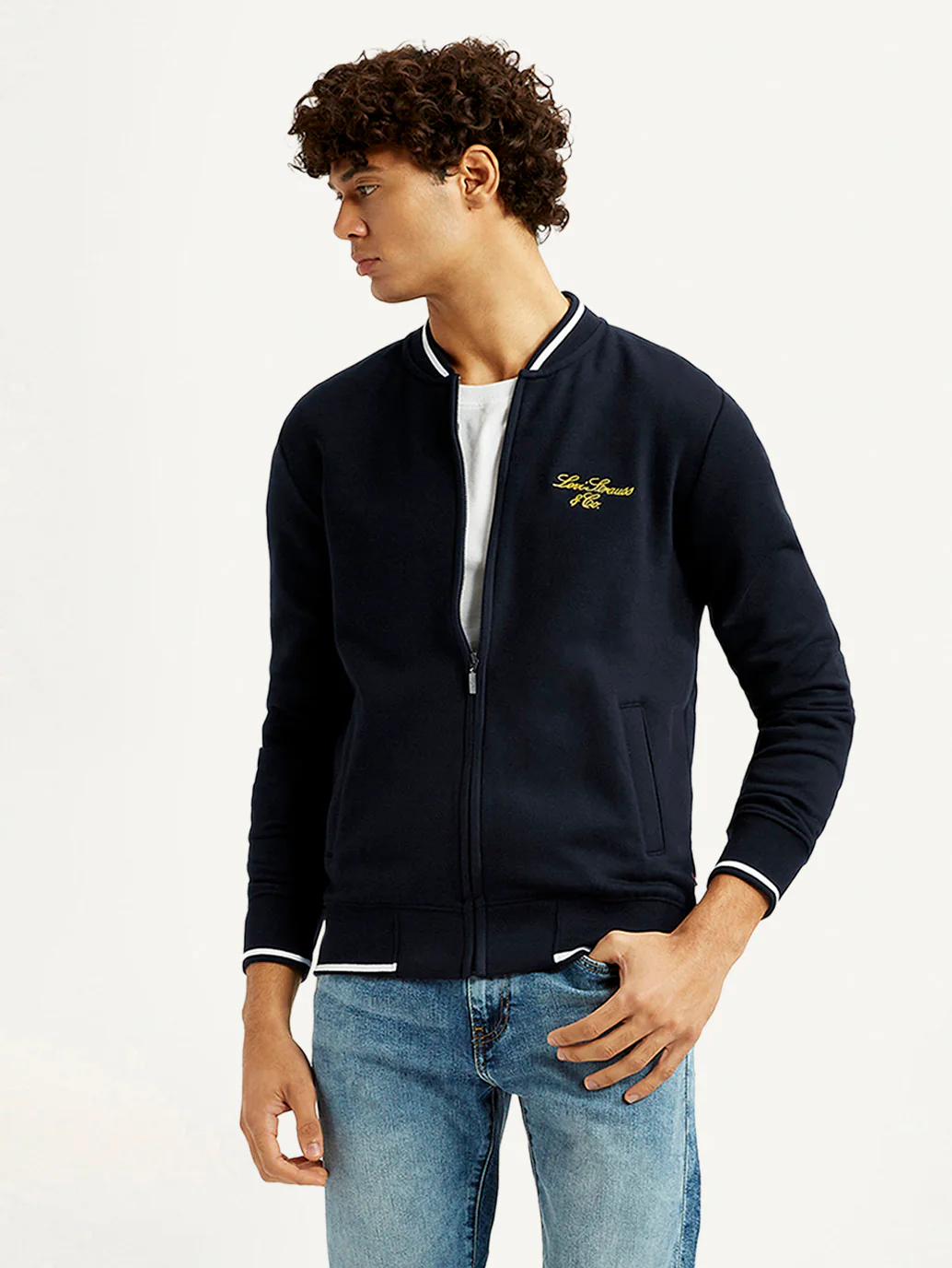 Men's Brand Logo Black Collar Neck Sweatshirt - Image 5