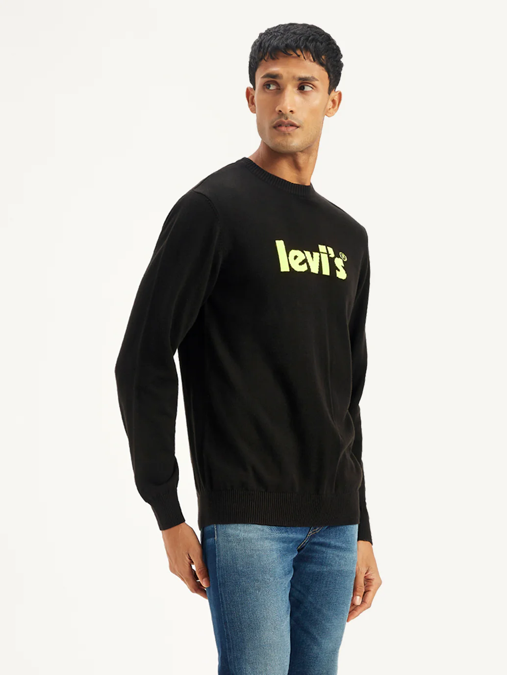 Men's Brand Logo Black Crew Neck Sweater - Image 5
