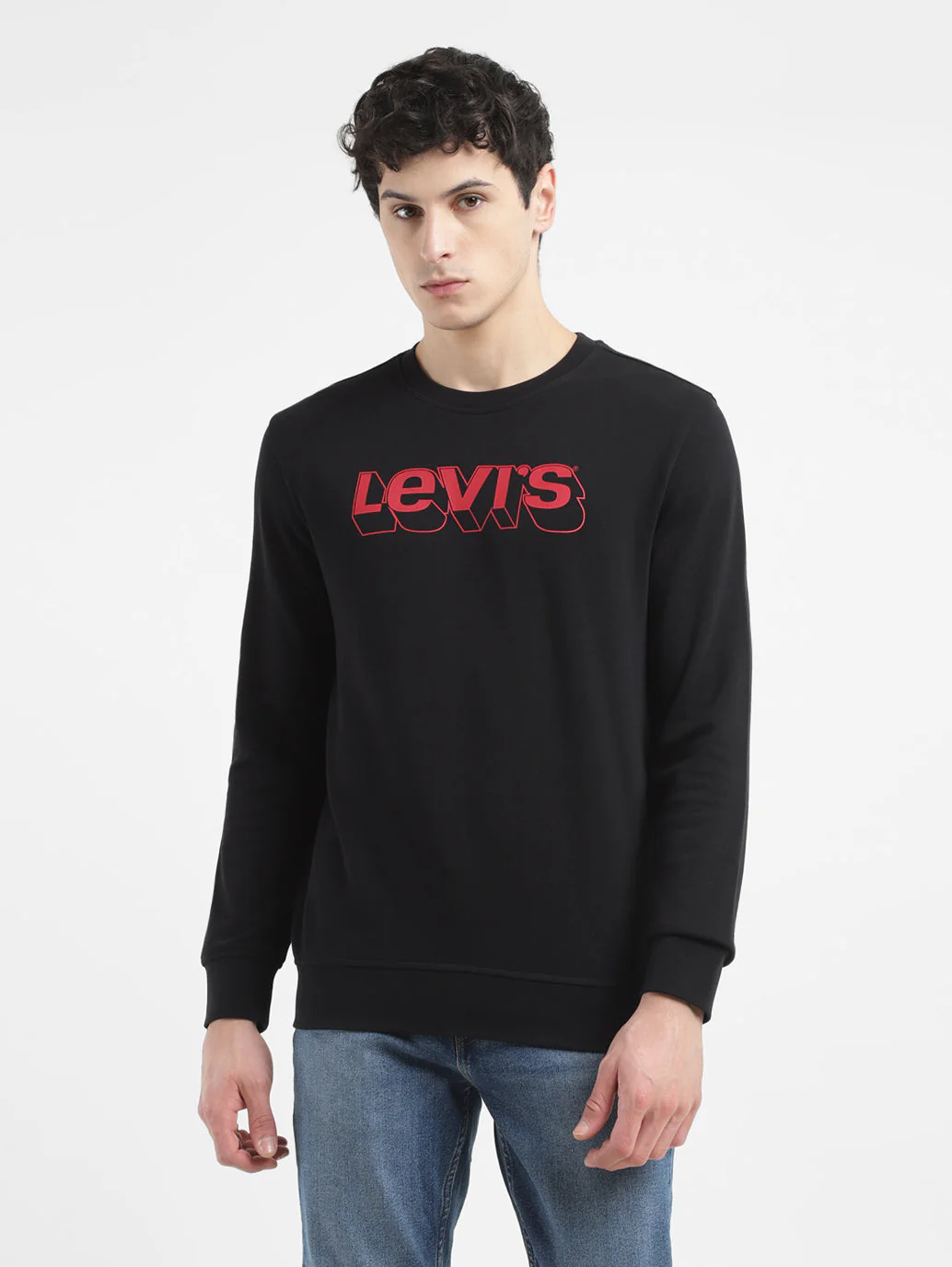 Men's Brand Logo Black Crew Neck Sweatshirt - Image 2