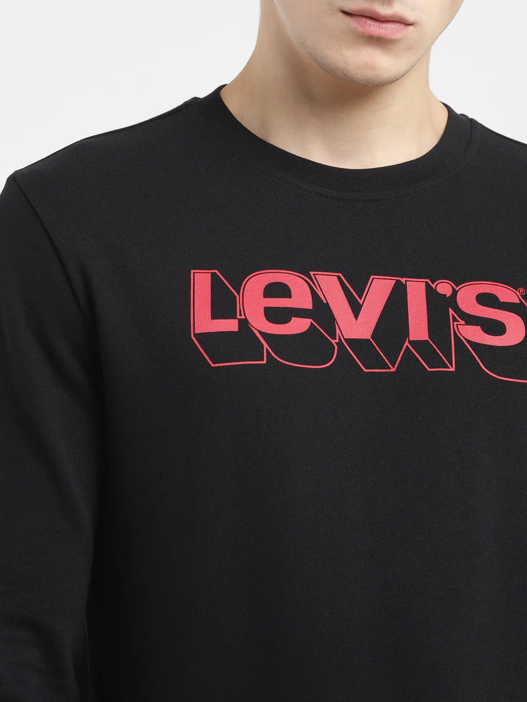 Men's Brand Logo Black Crew Neck Sweatshirt - Image 5