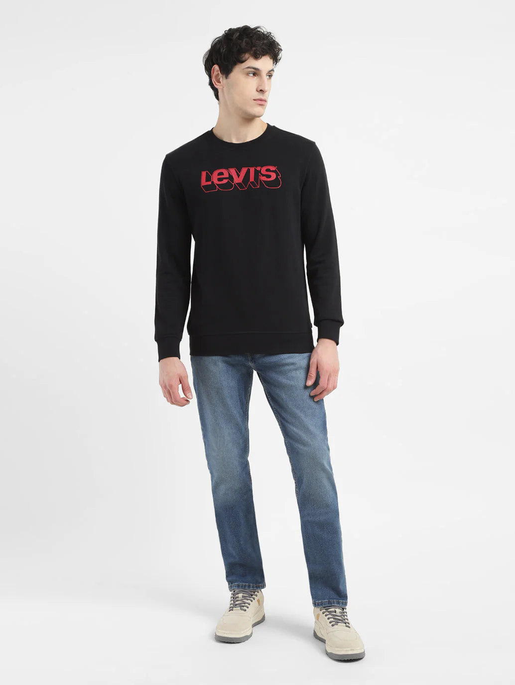 Men's Brand Logo Black Crew Neck Sweatshirt - Image 6