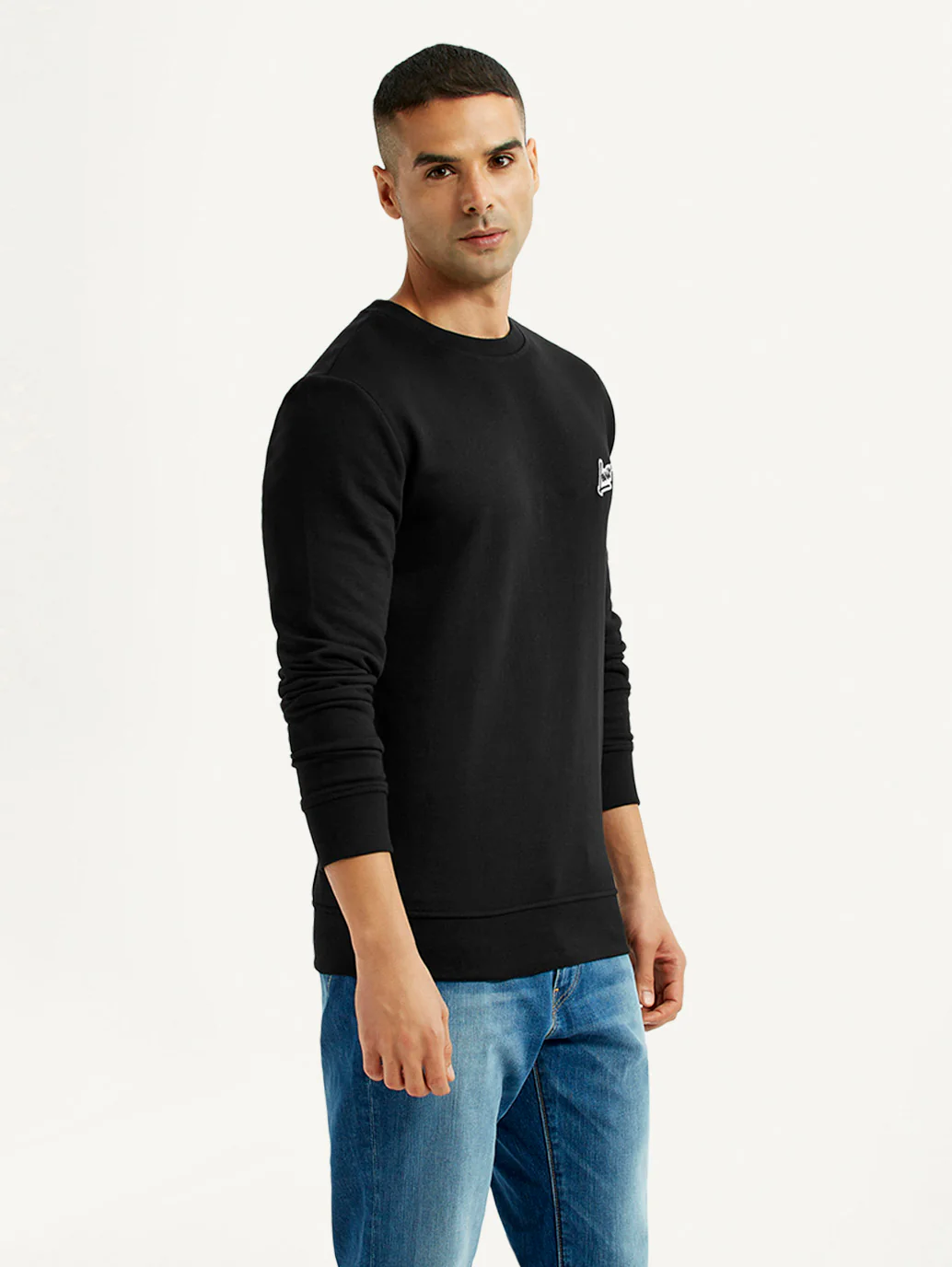 Men's Brand Logo Black Crew Neck Sweatshirt - Image 3