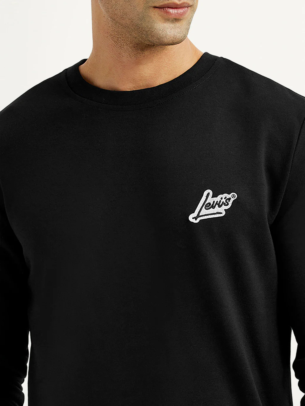Men's Brand Logo Black Crew Neck Sweatshirt - Image 4