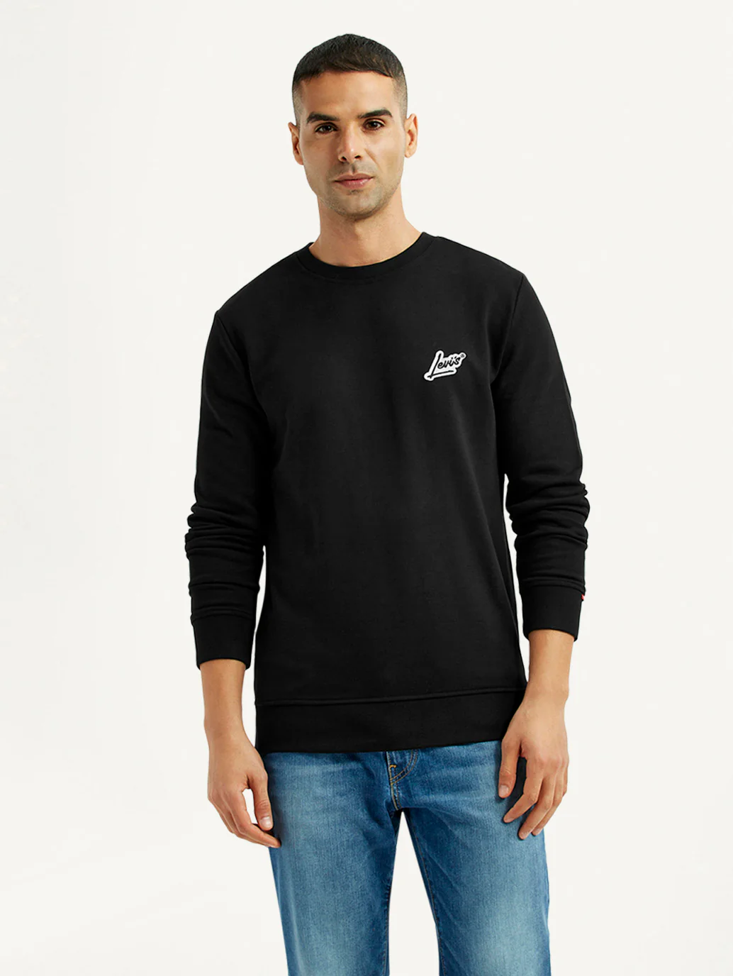 Men's Brand Logo Black Crew Neck Sweatshirt - Image 5