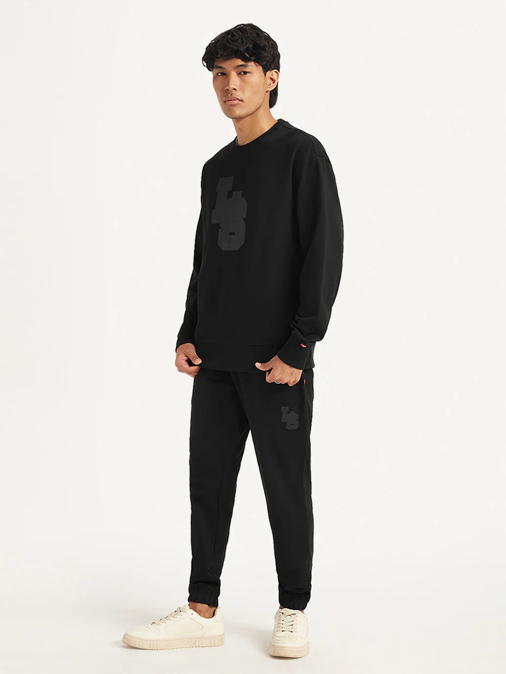 Men's Brand Logo Black Crew Neck Sweatshirt - Image 3